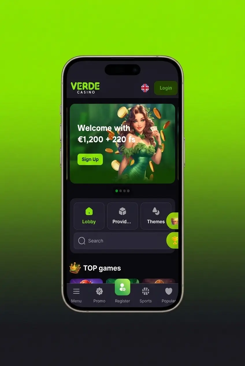 Schermata app Verde Casino con campo codice promozionale durante deposito su dispositivo mobile